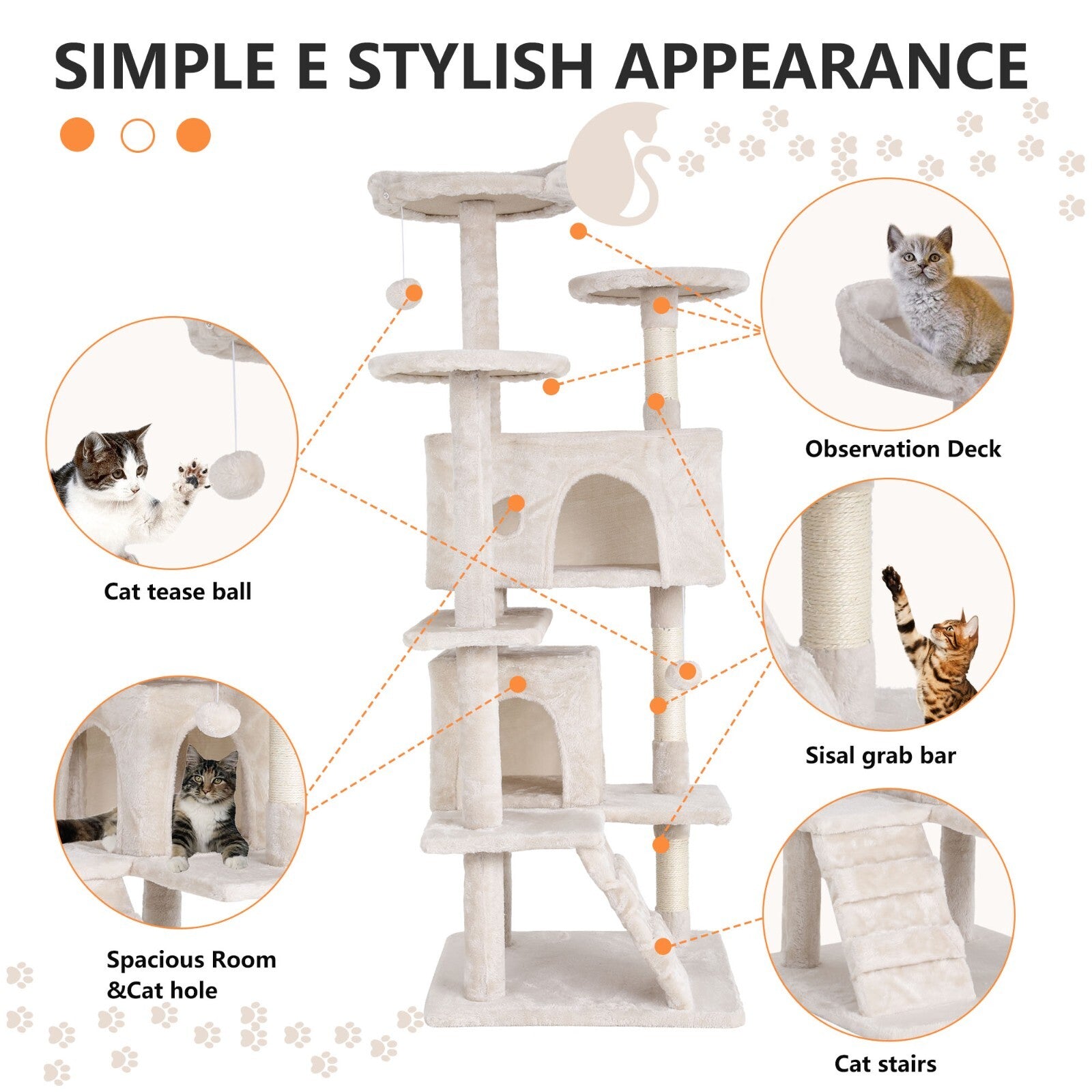 Multi Level Cat Tree Tower Furniture Activity Center with Scratching Posts