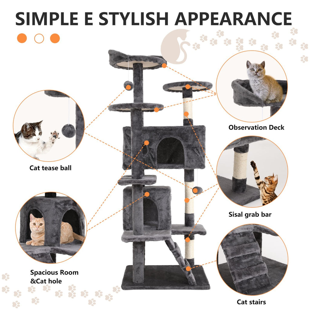 Multi Level Cat Tree Tower Furniture Activity Center with Scratching Posts